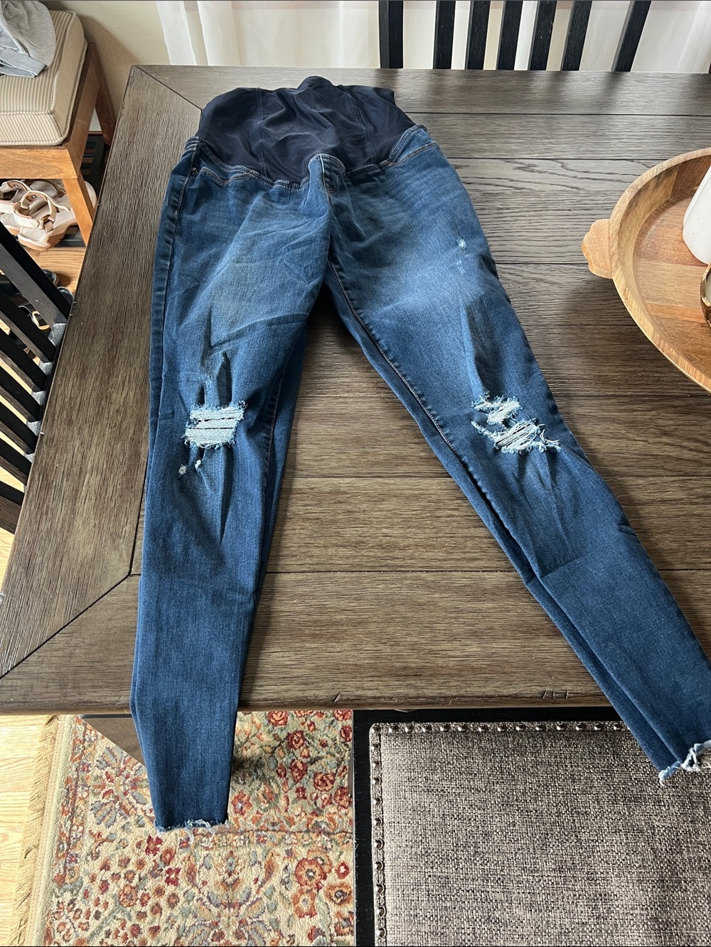 Isabel Maternity by Ingrid & Isabel Dark Blue Distressed Skinny Jeggings